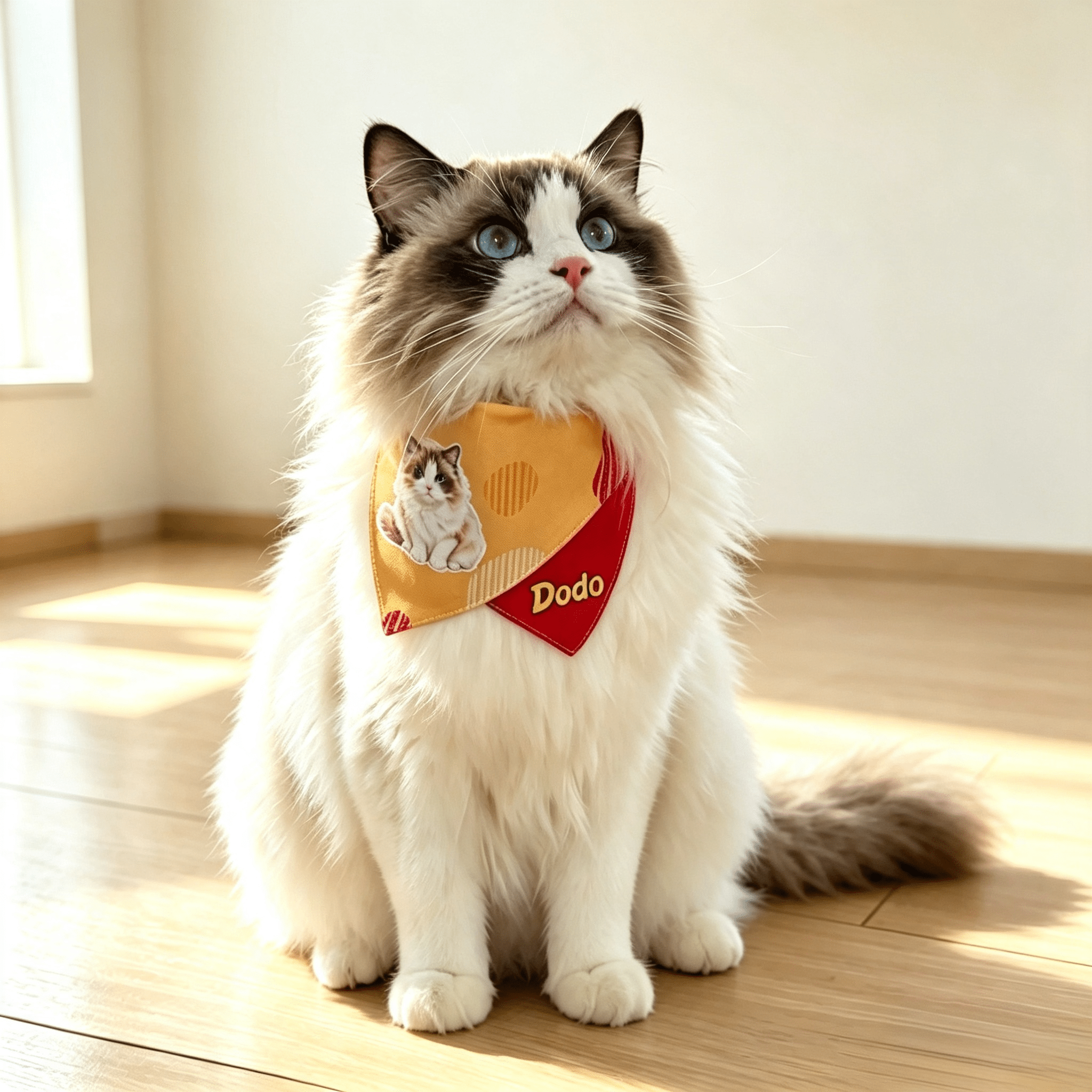 Custom Photo Name Cat/Small Dog Bandana Soft Comfortable Material Adjustable Neckwear For Cats Festival Daily Wear