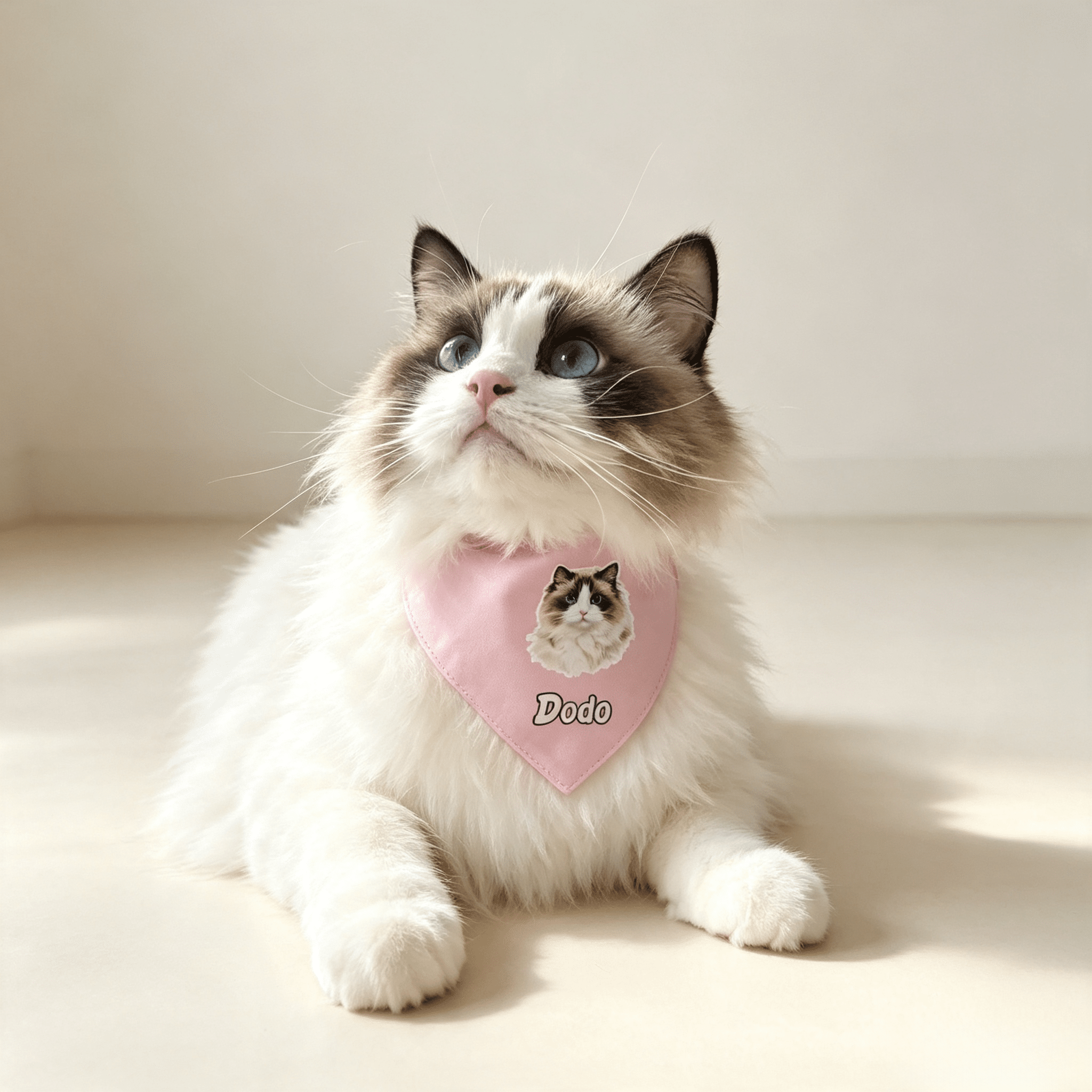 Personalized Cat/Small Dog Bandana Custom Pet Photo Name Printed Adjustable Neckwear For Daily Wear